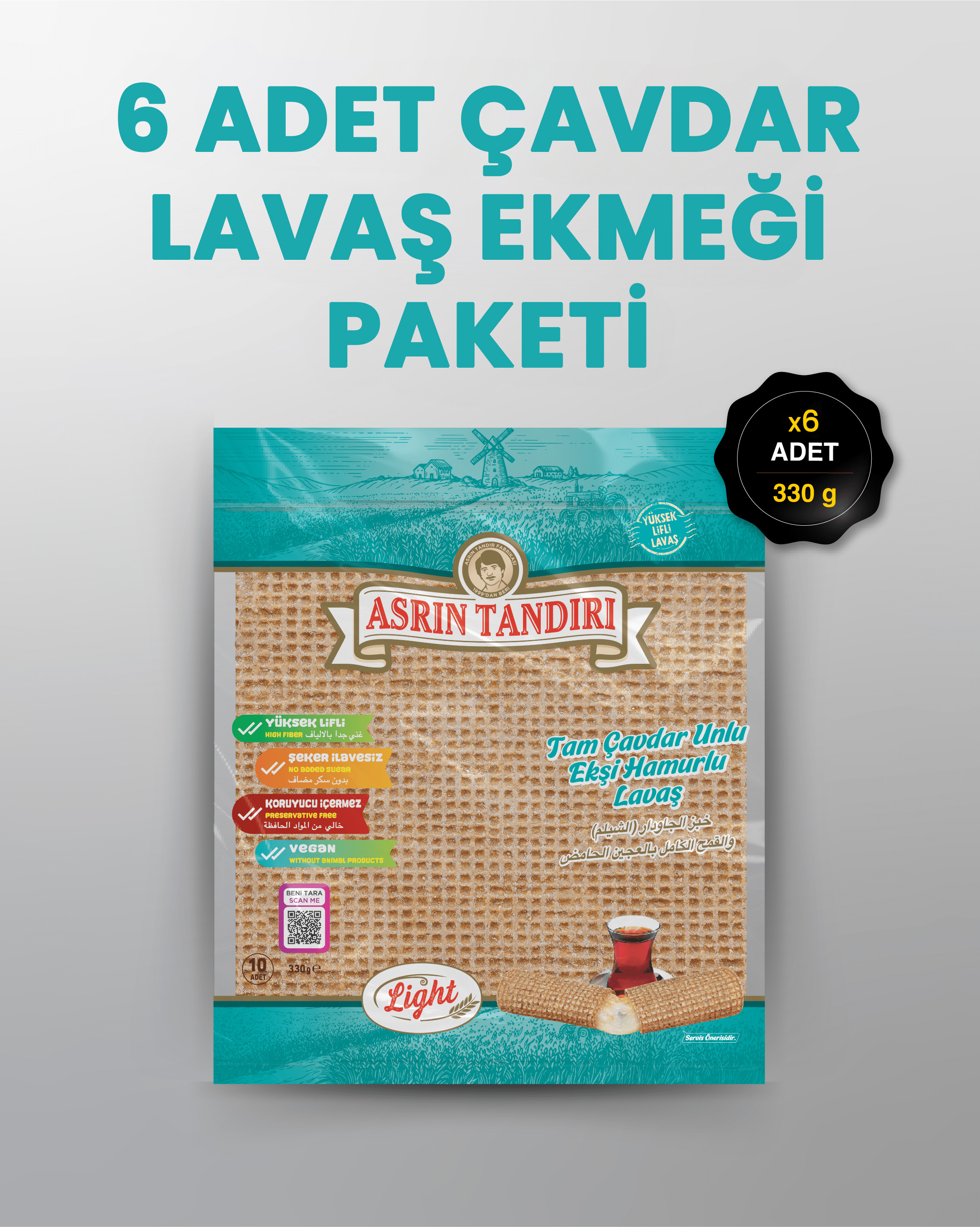 6'LI PAKET LAVAŞ SETİ (6 PAKET EKŞİ HAMURLU ÇAVDAR LAVAŞ EKMEĞİ)