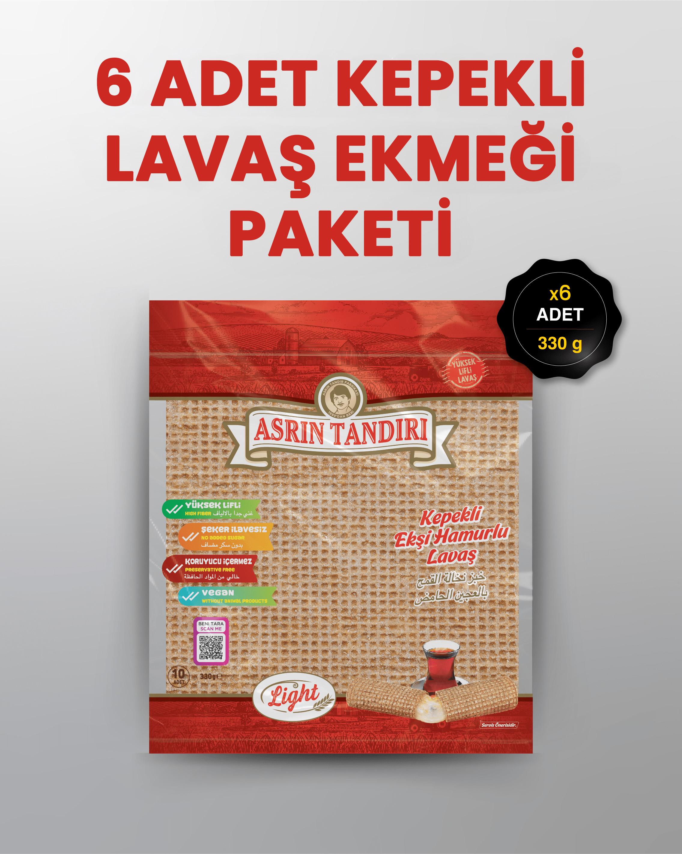 6'LI PAKET LAVAŞ SETİ (6 PAKET EKŞİ HAMURLU KEPEKLİ LAVAŞ EKMEĞİ)
