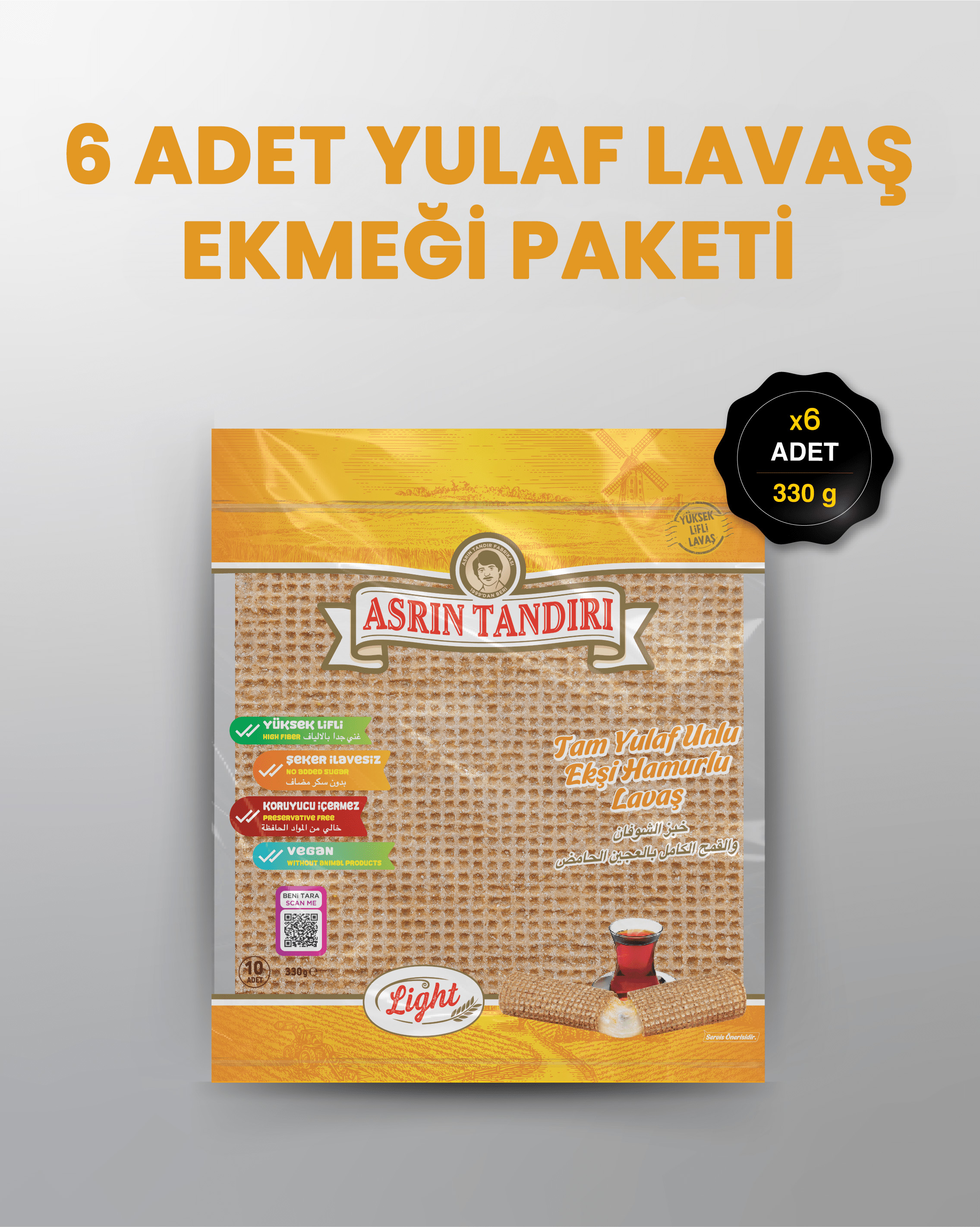 6'LI PAKET LAVAŞ SETİ (6 PAKET EKŞİ HAMURLU YULAFLI LAVAŞ EKMEĞİ)