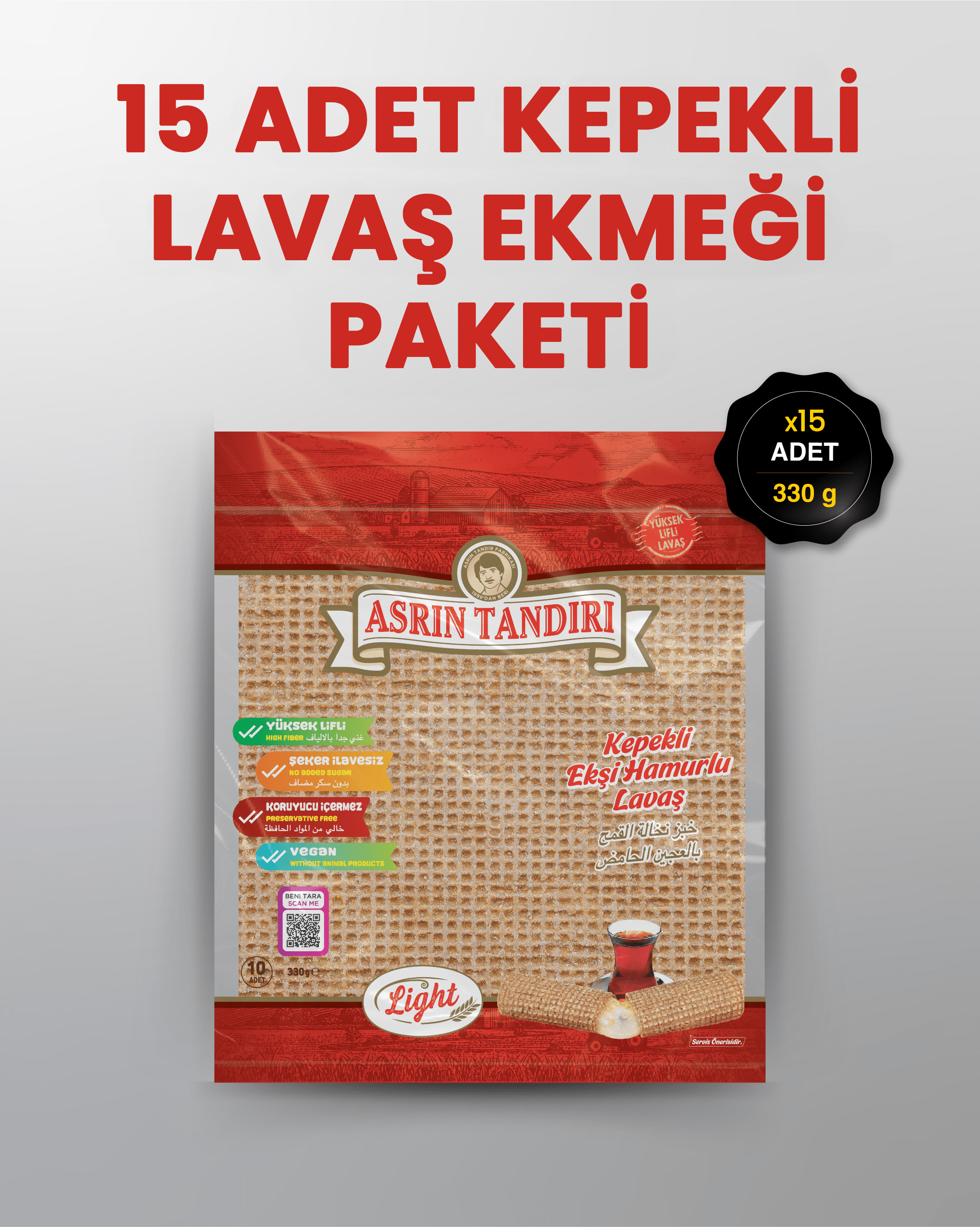 15'Lİ PAKET LAVAŞ SETİ (15 PAKET EKŞİ HAMURLU KEPEKLİ LAVAŞ EKMEĞİ)