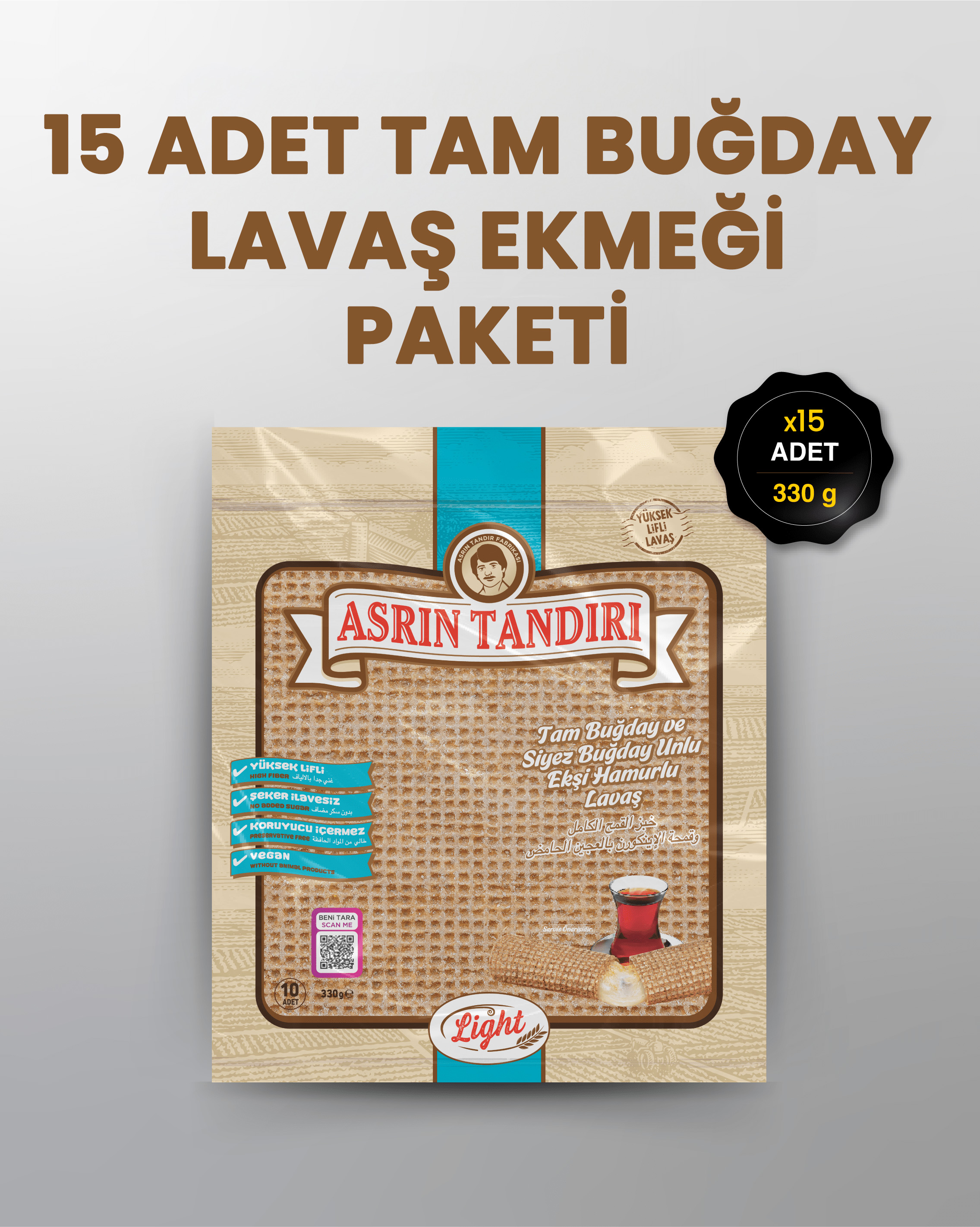 15'Lİ PAKET LAVAŞ SETİ (15 PAKET EKŞİ HAMURLU TAM BUĞDAY VE SİYEZ LAVAŞ EKMEĞİ)
